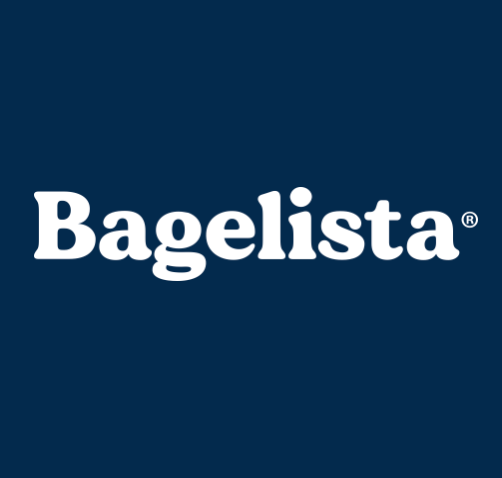 The Bagelista logo on a dark blue background.
