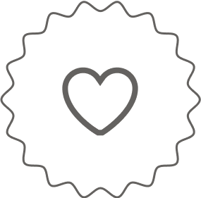 A simple black and gray heart enclosed within a decorative circular border.