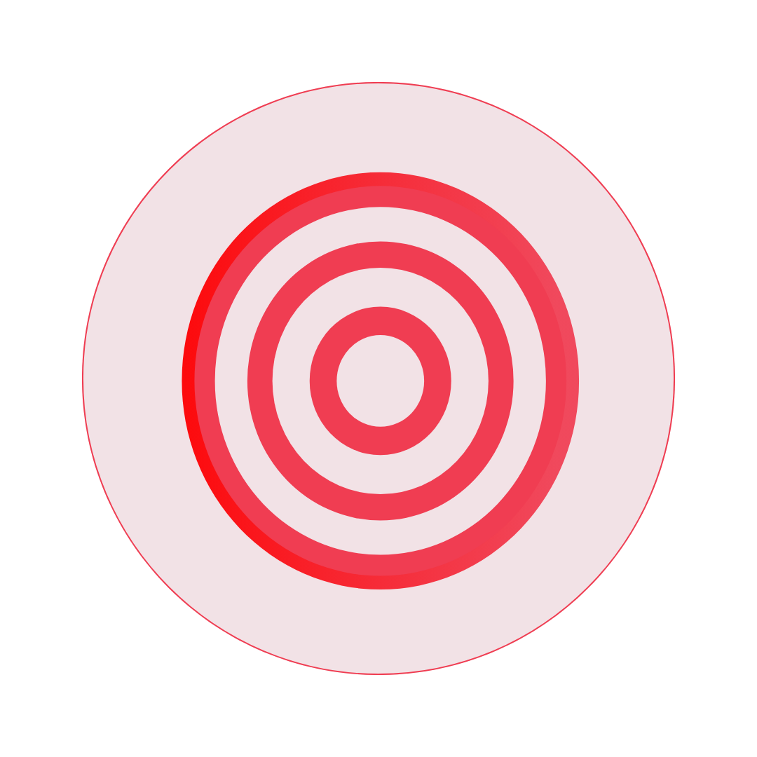 Red and white target with concentric circles inside a pink and white background.