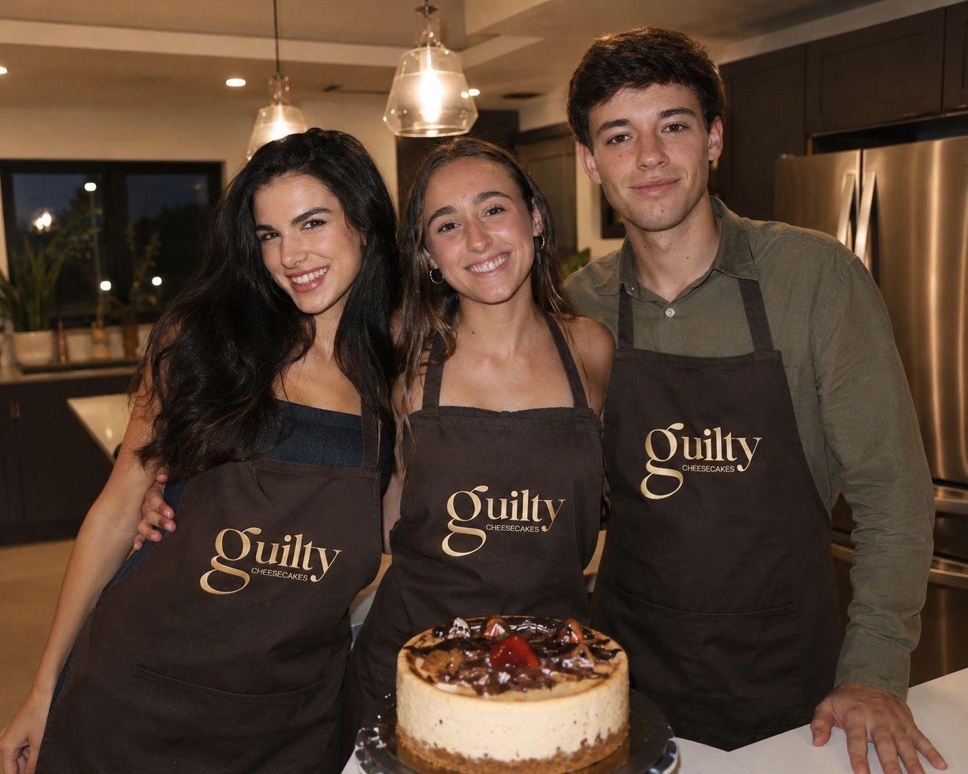 The three founders of Guilty Cheesecakes in their kitchen in San Diego