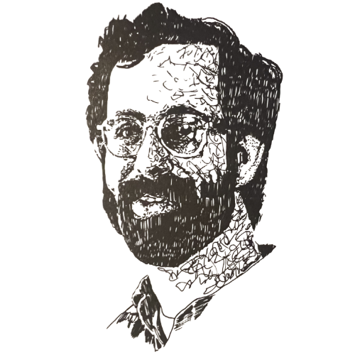 Sketched portrait of Dan Bricklin, the computer scientist known as the father of the electronic spreadsheet for co-creating VisiCalc.