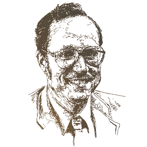 Sketched portrait of computer scientist Butler Lampson, xerox PARC pioneer and architect of early personal workstation systems.