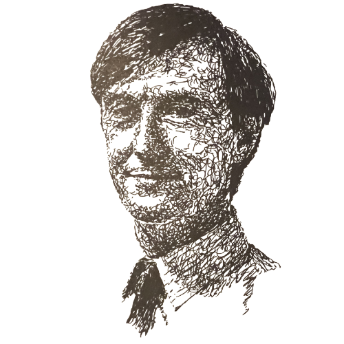 Sketched portrait of software engineer John Page, co-founder of Software Publishing Corporation and creator of PFS:FILE.