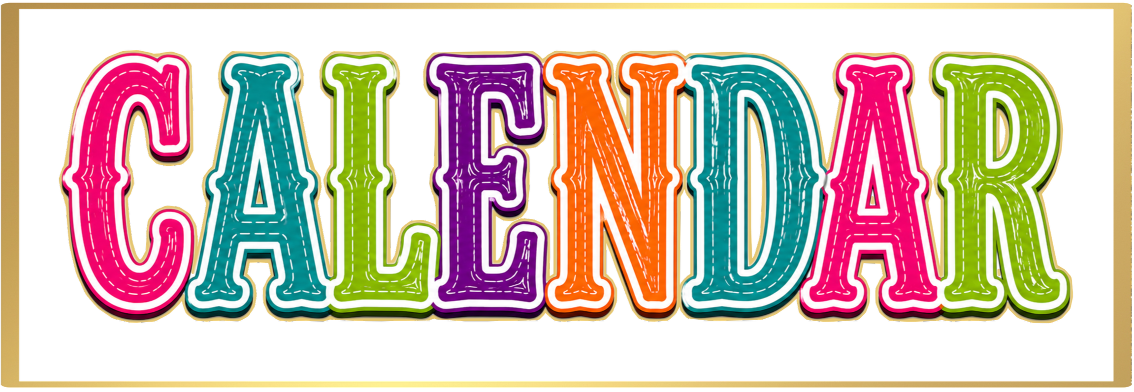 Colorful neon-style sign spelling 'CARNIVAL' with outlined letters in pink, teal, purple, orange, and green on a black background, bordered by a gold frame.