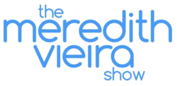 Logo of The Meredith Vieira Show with blue and white text