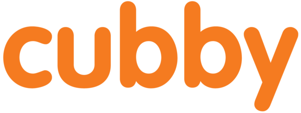 The word 'cubby' written in lowercase orange letters.