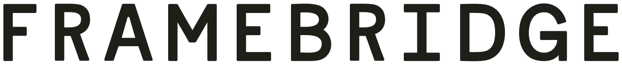 Text displaying the word 'FRAMEBRIDGE' in black capital letters on a white background.
