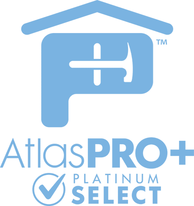 Atlas PRO+ Platinum Select logo with a stylized house and a checkmark.