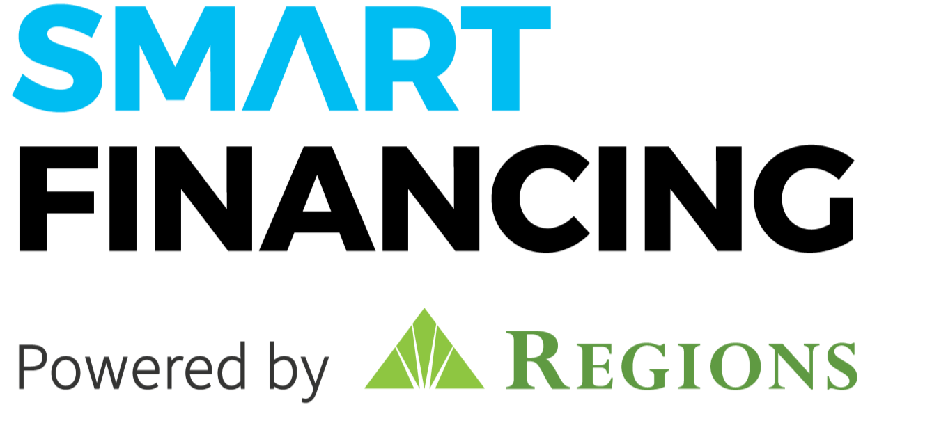 Logo with the text 'SMART' in blue, 'powered by' in black, and a green geometric leaf shape next to the green 'Regen' text.