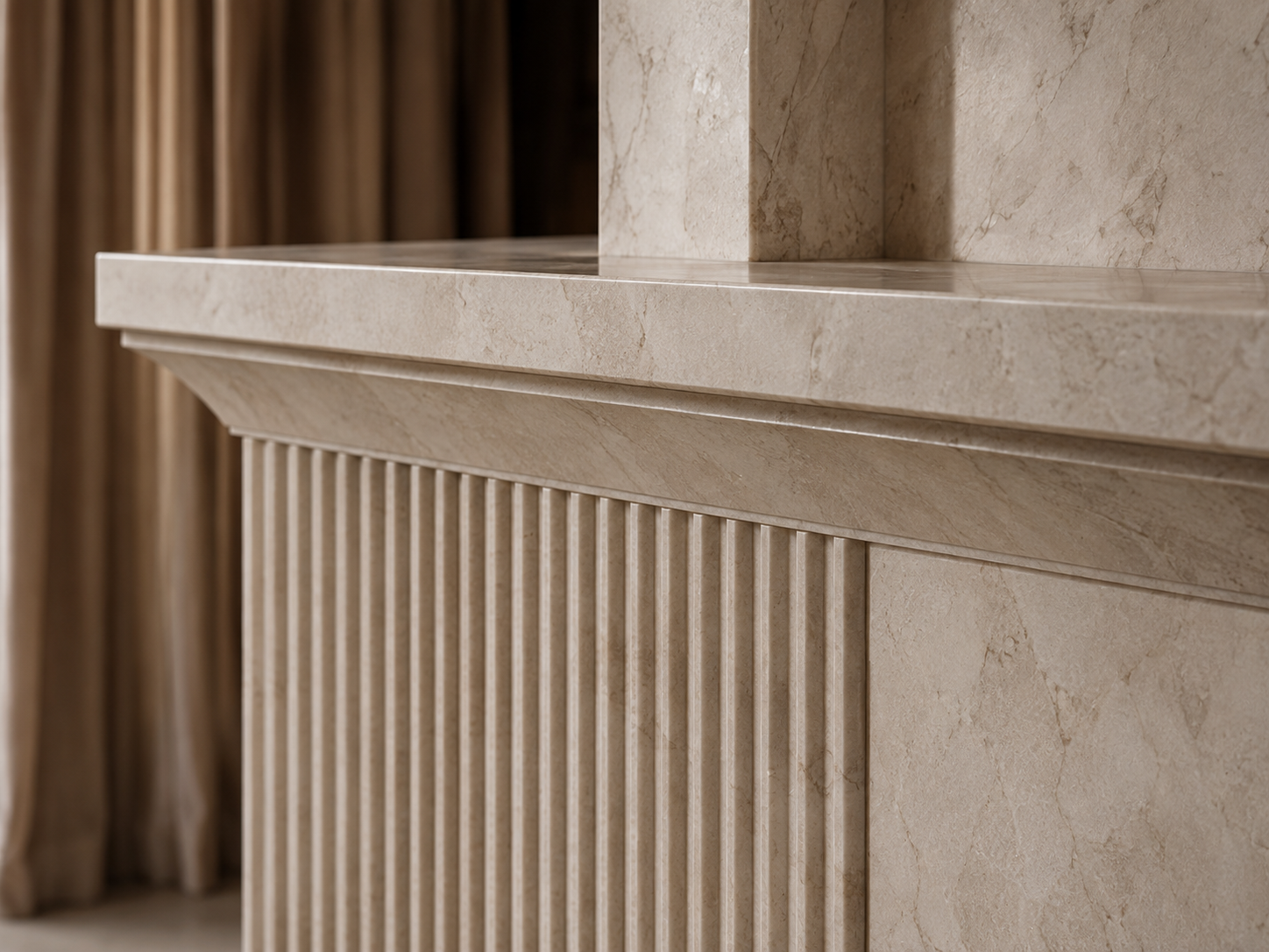 Fluted limestone console illustrating bespoke architectural stone detailing