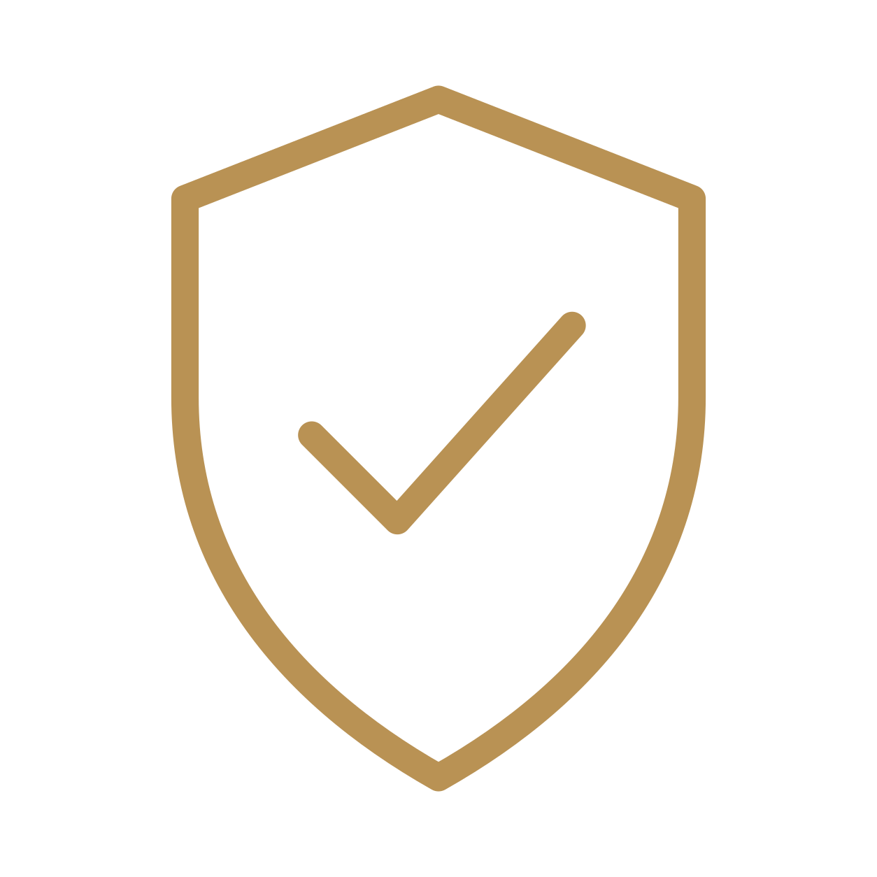 Gold shield with a checkmark inside it.