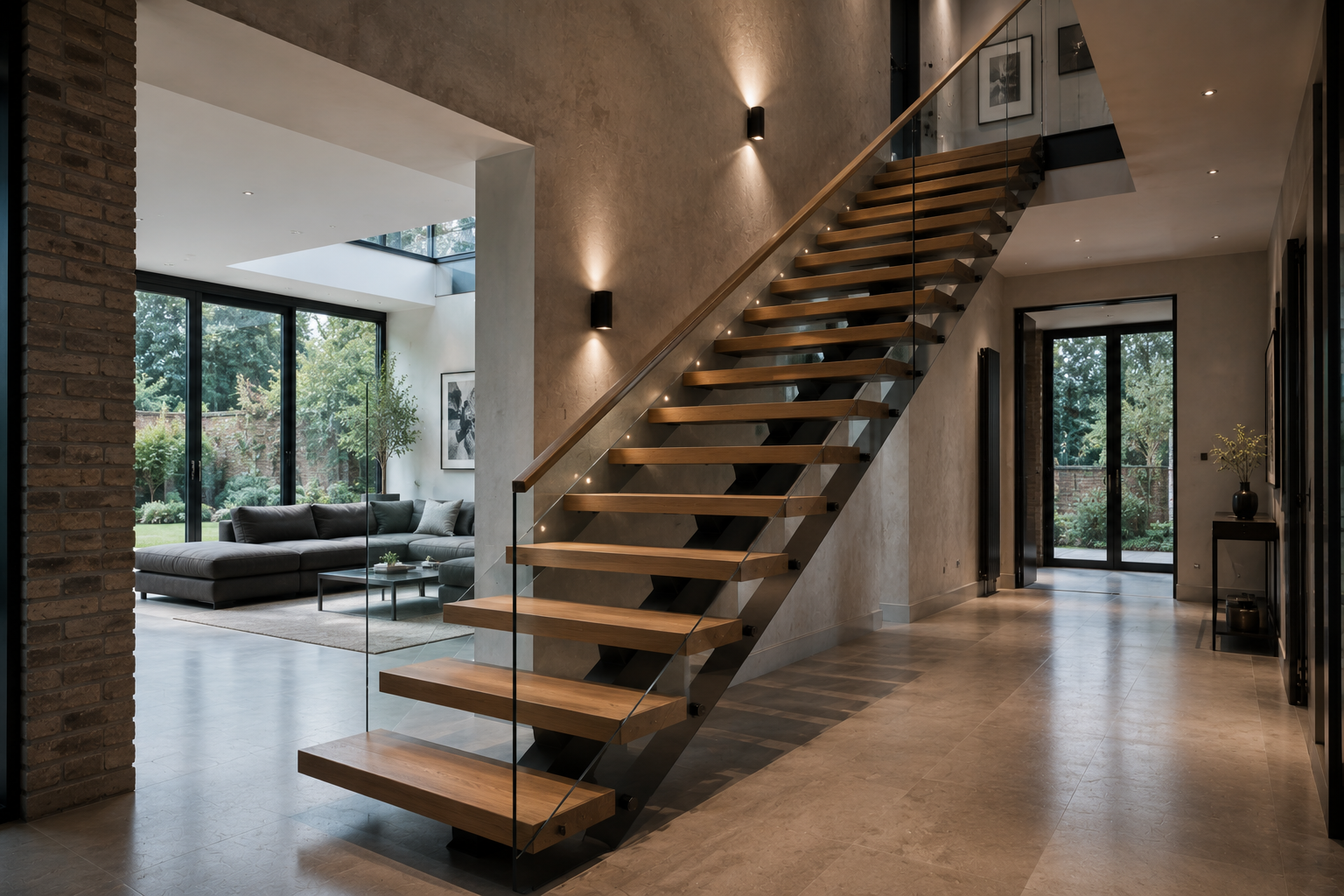 Modern minimalist open-plan living space