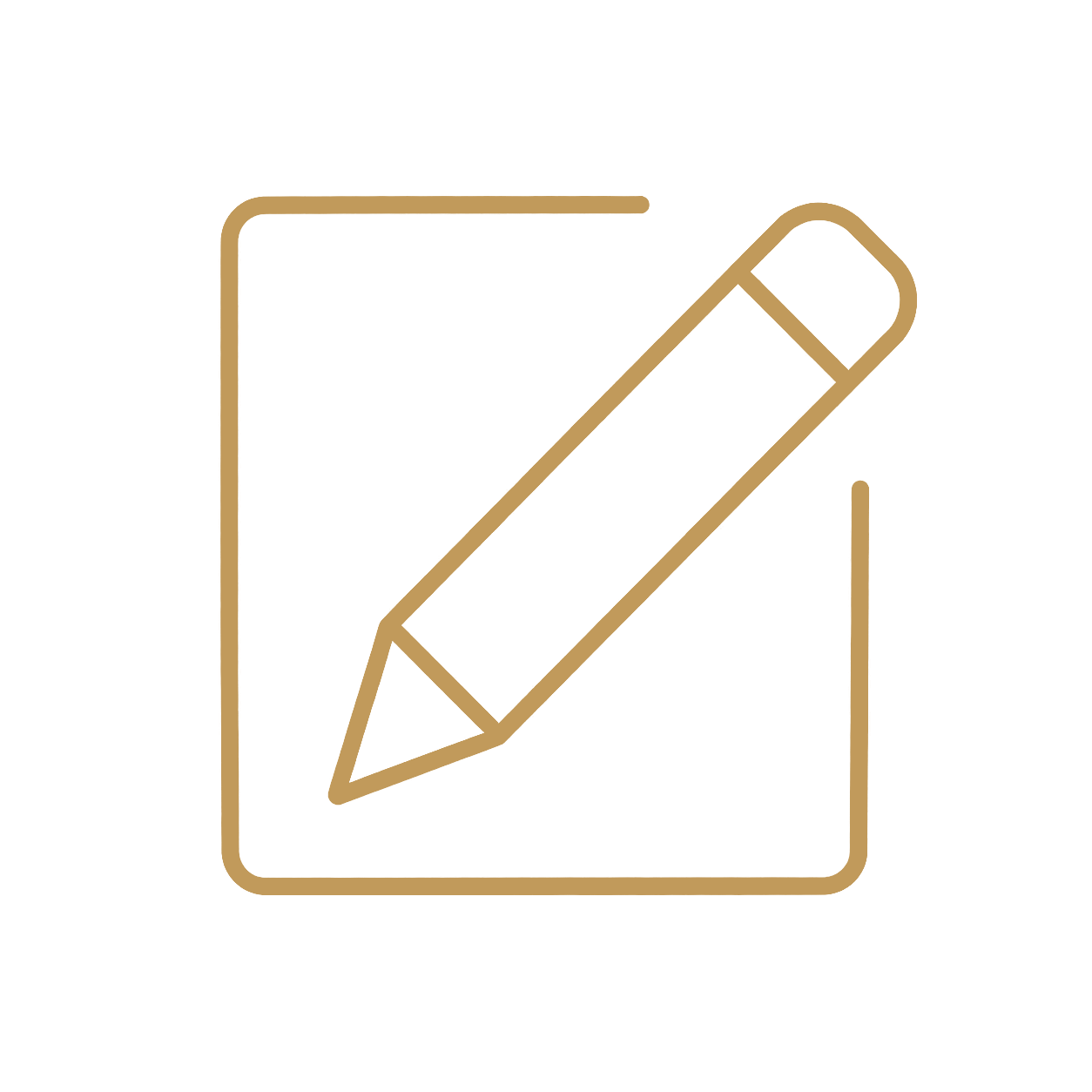 Outline icon of a pencil writing on a notepad.