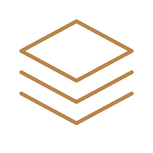 Three layered brown outline squares stacked with a black background.