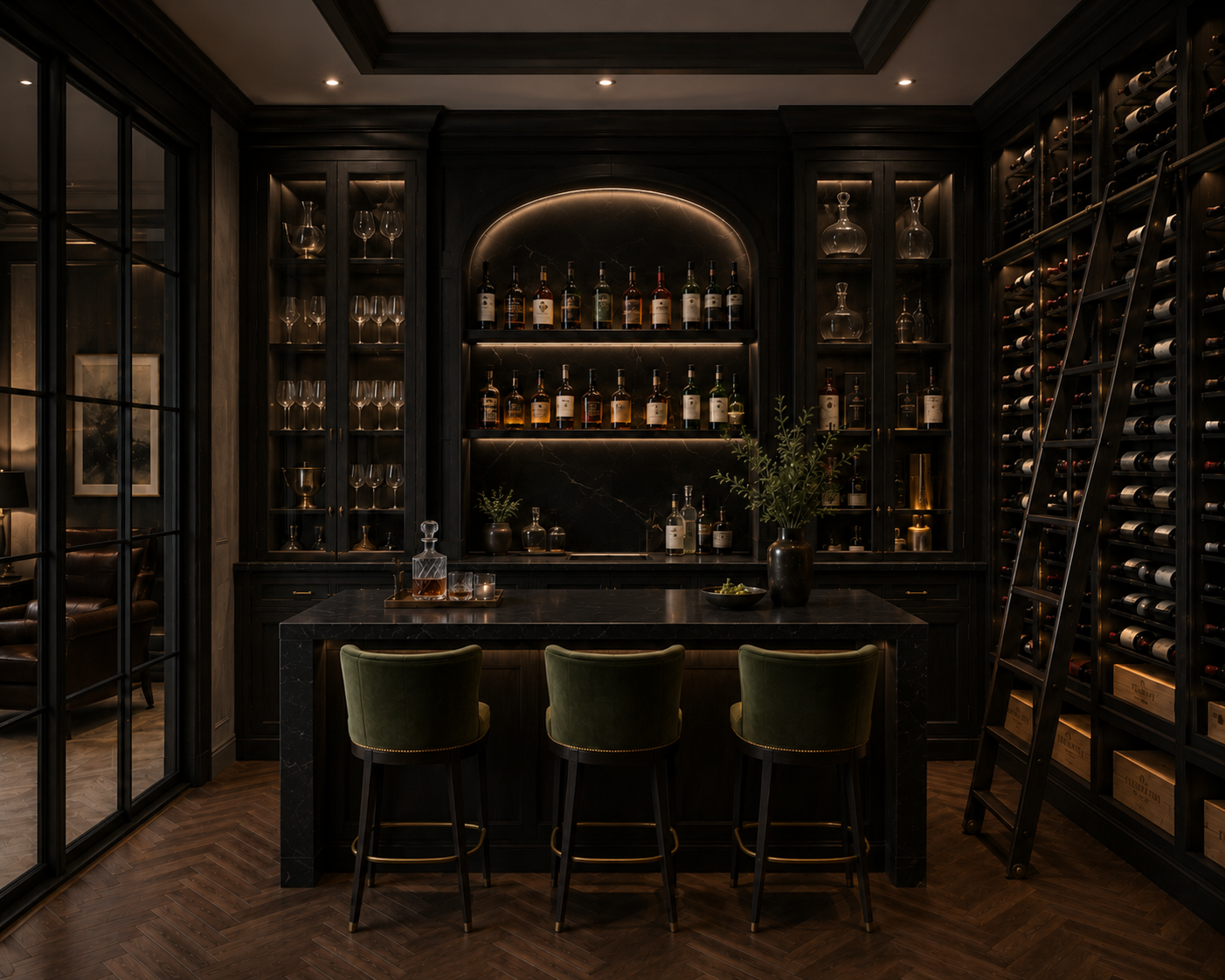 Luxurious home wine bar interior