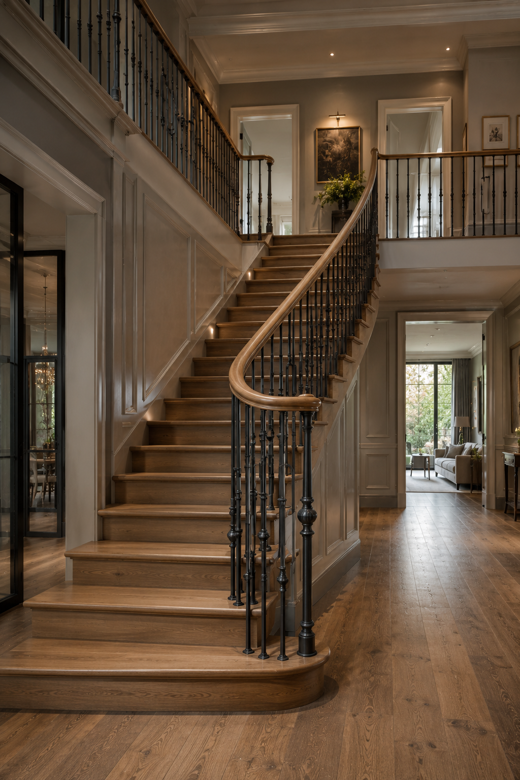 Sophisticated entrance with sweeping staircase