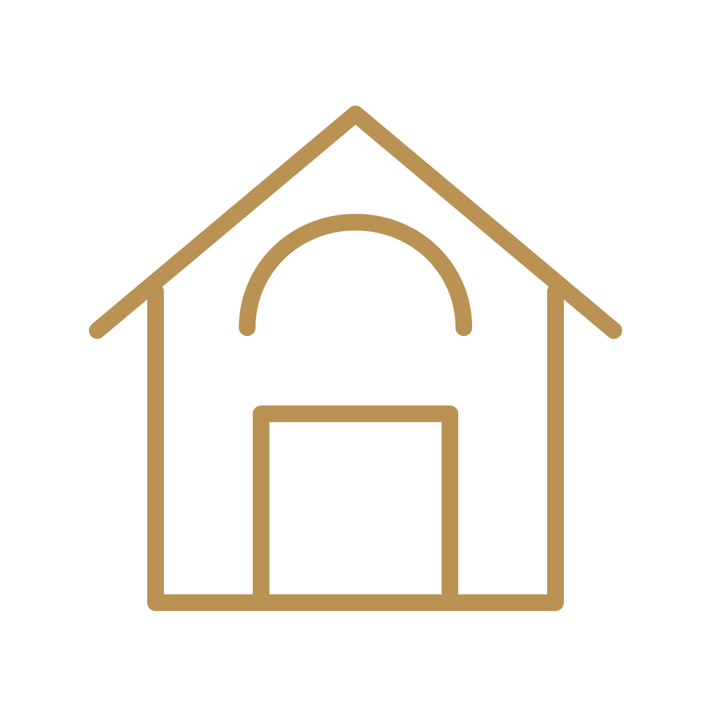 Simple brown outline of a doghouse.