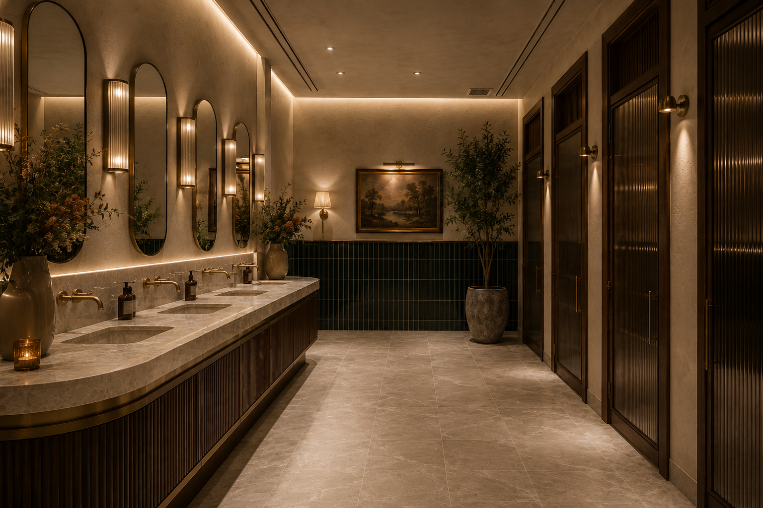 Elegant spa-inspired restroom corridor.png