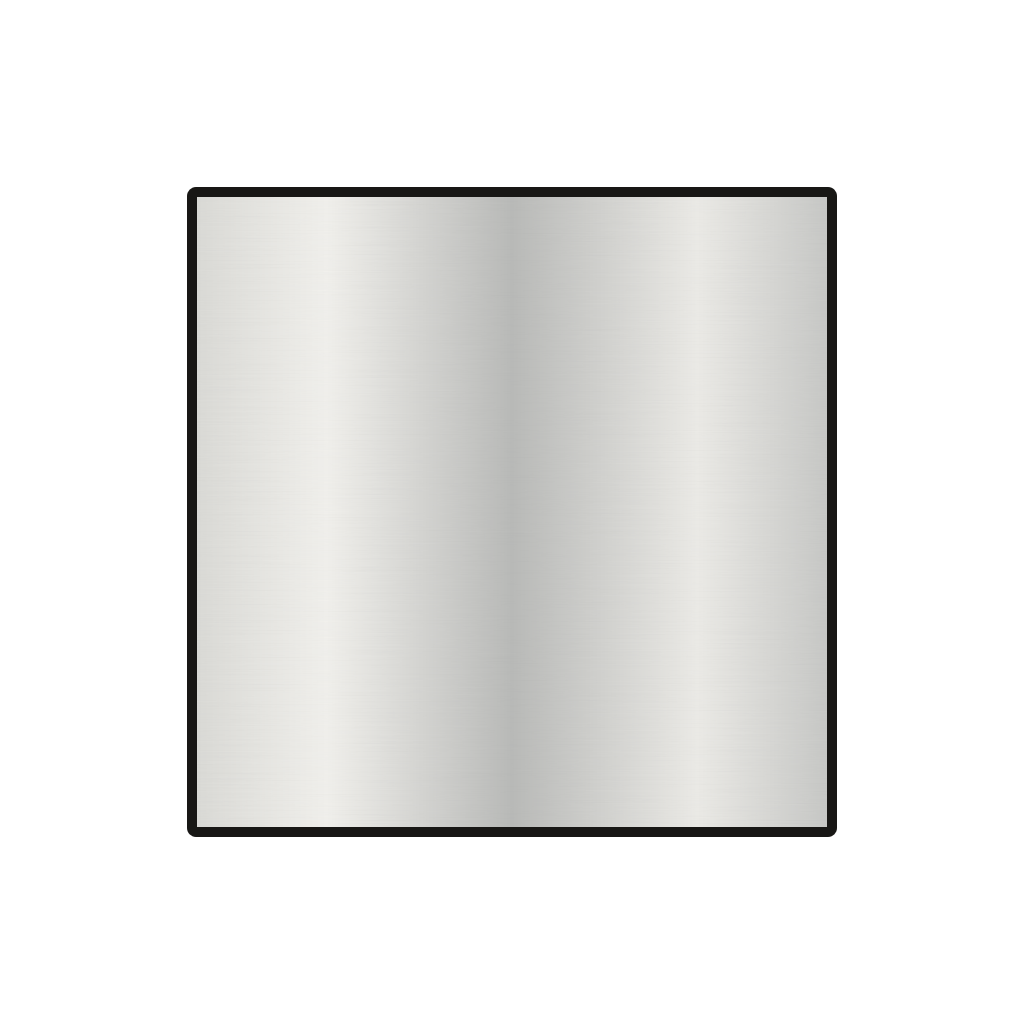 An open, blank metallic book or notebook with a reflective surface, centered on a black background.