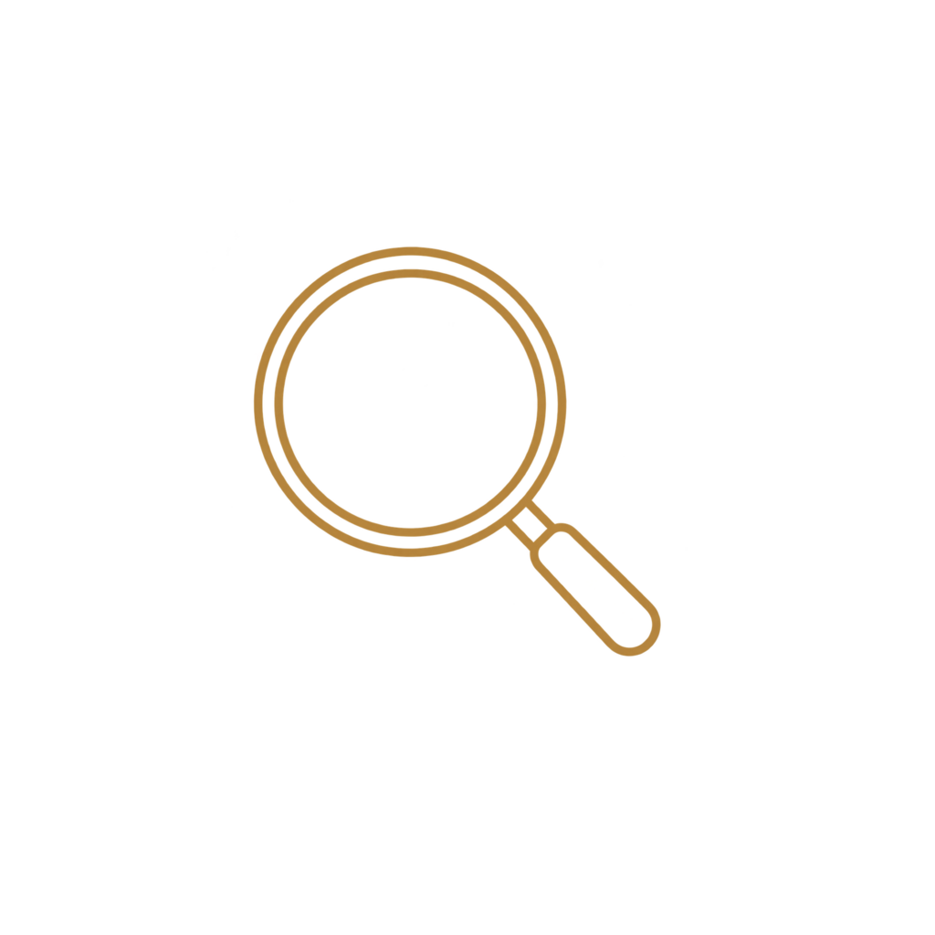 Icon of a yellow magnifying glass on a black background.