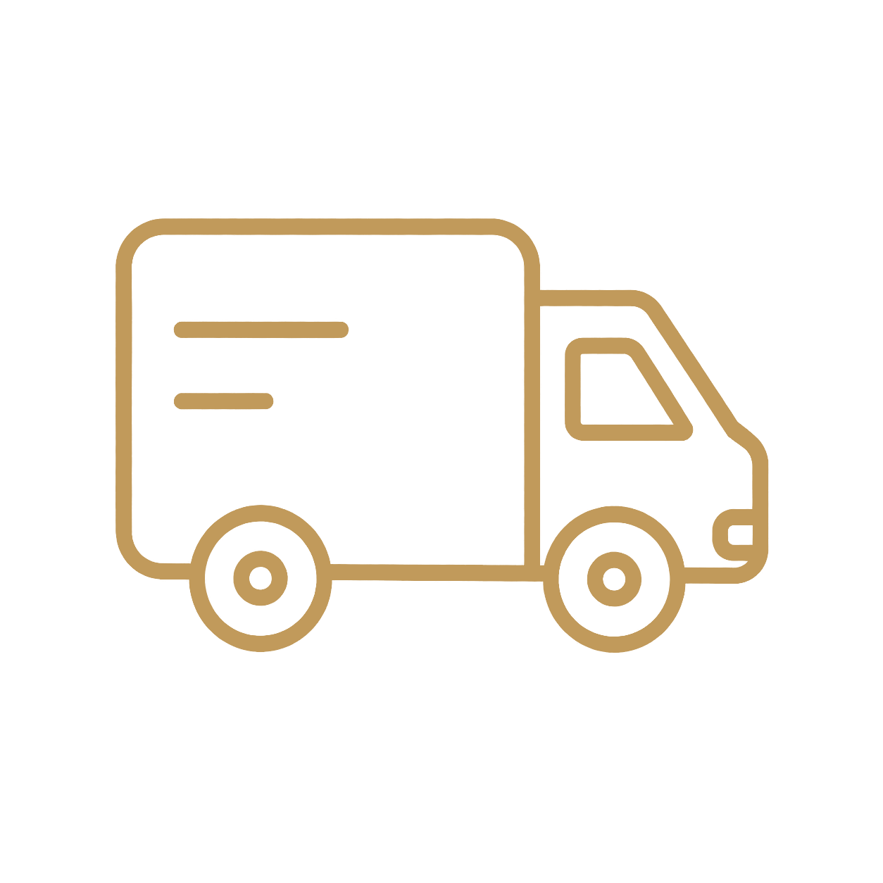 Outline icon of a delivery truck in brown color.