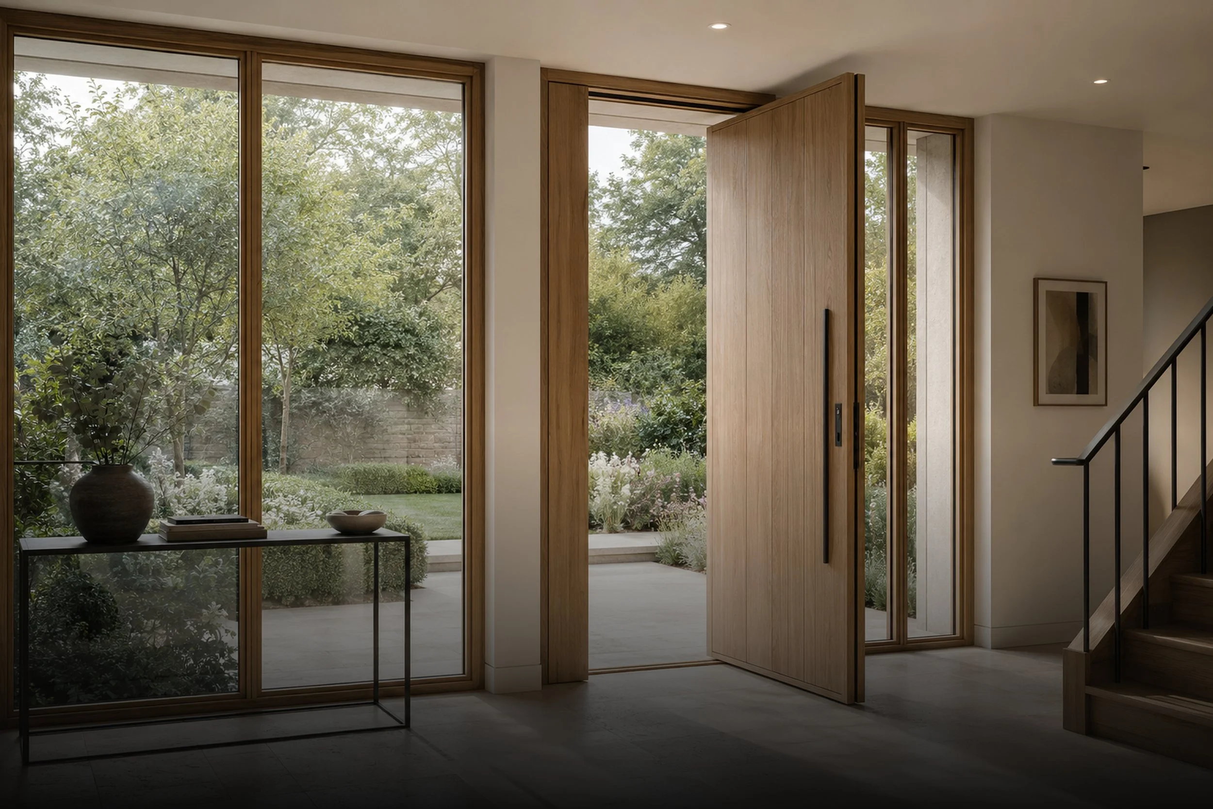 Bespoke timber openings combining performance with natural character.