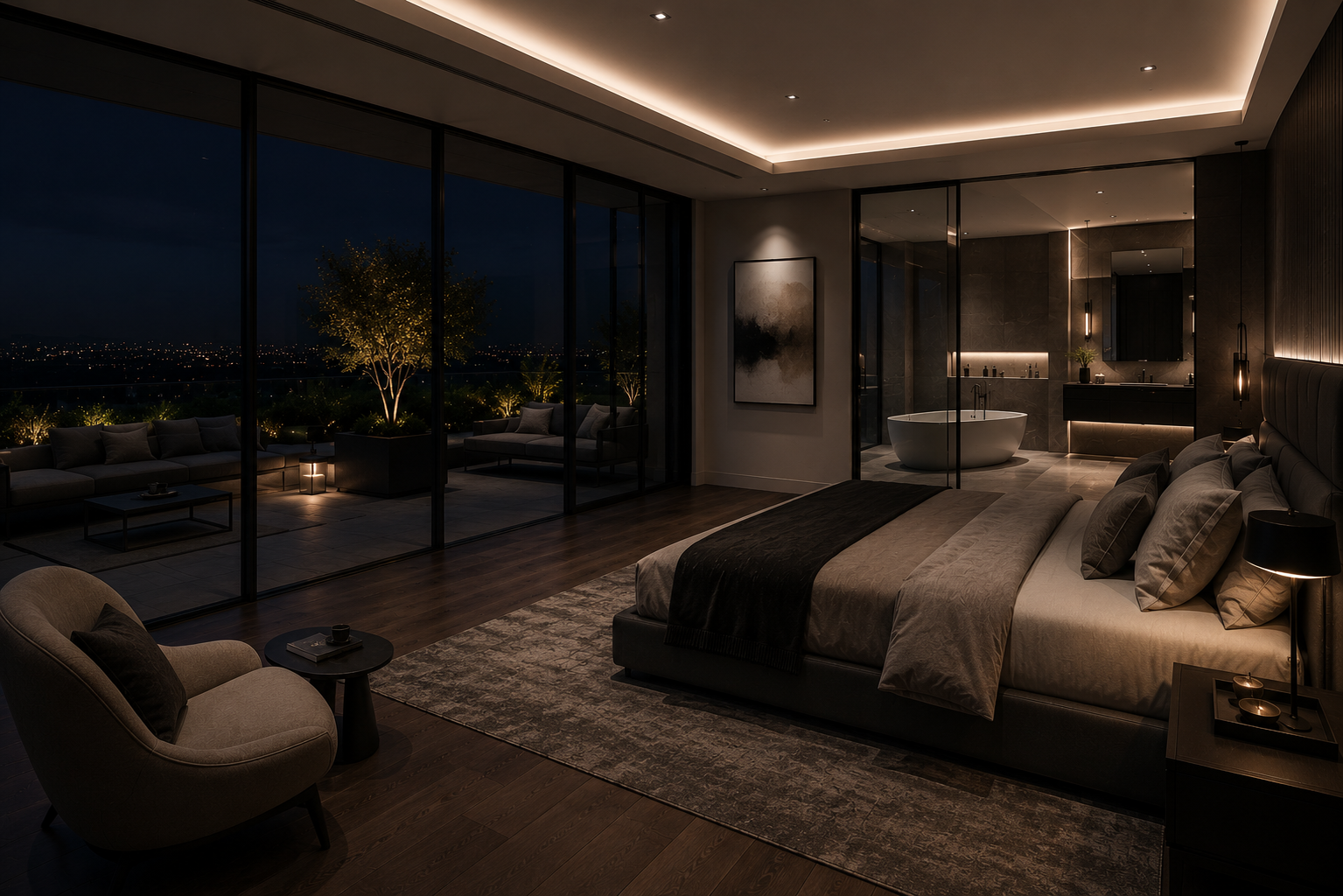 Sophisticated luxury bedroom