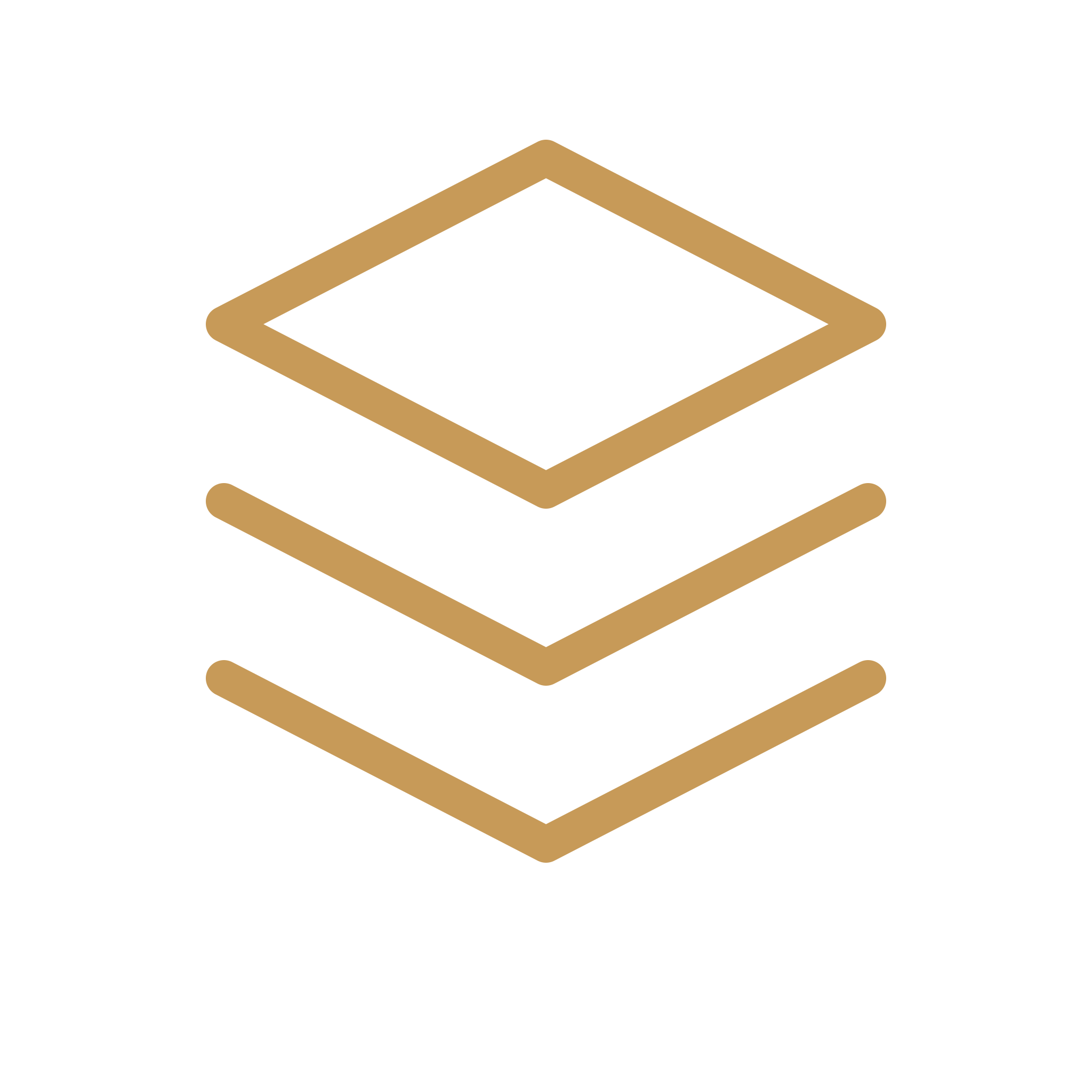 A stylized 3D gold-colored cube with one corner pointing upward, set against a black background.
