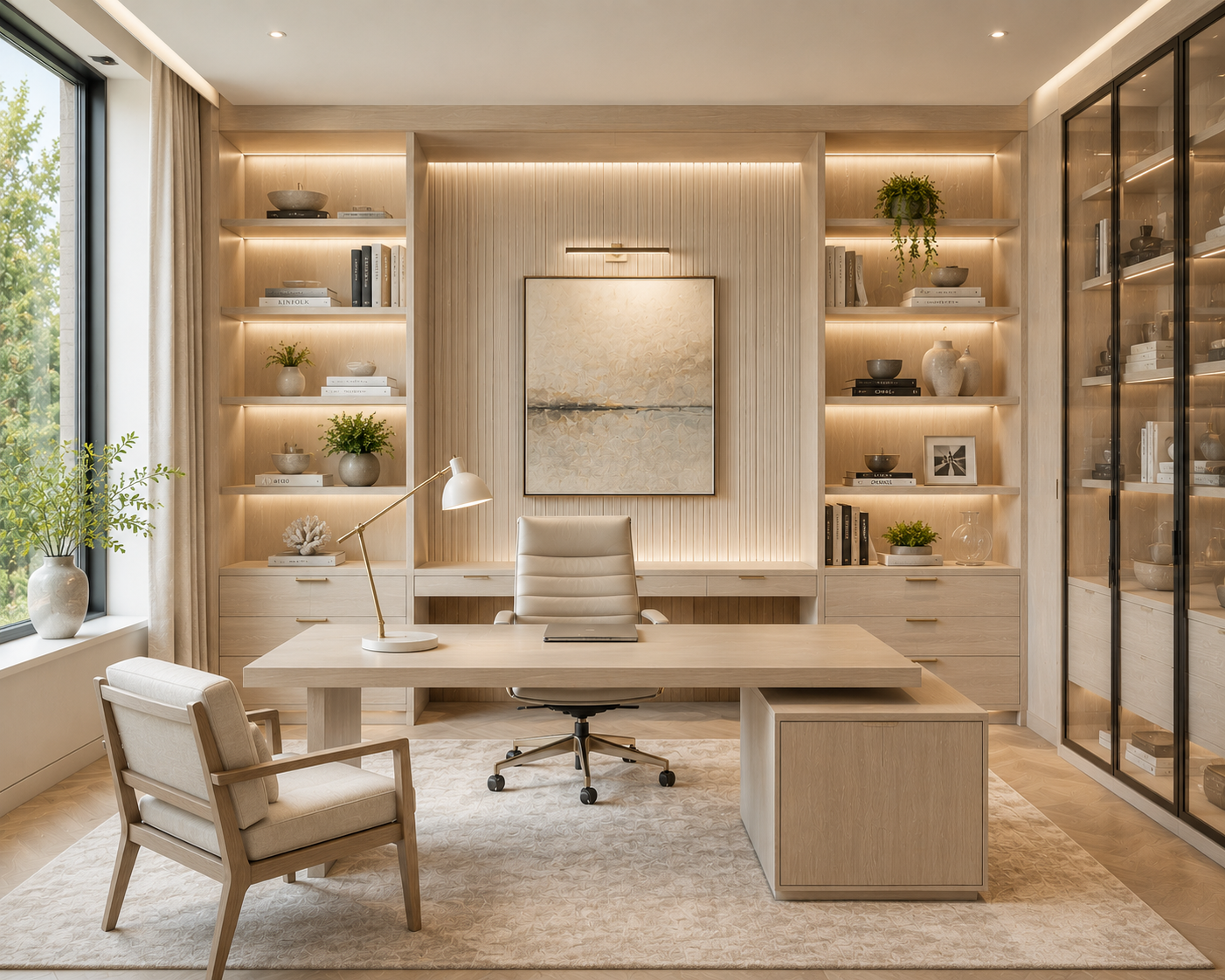 Modern minimalist home office interior