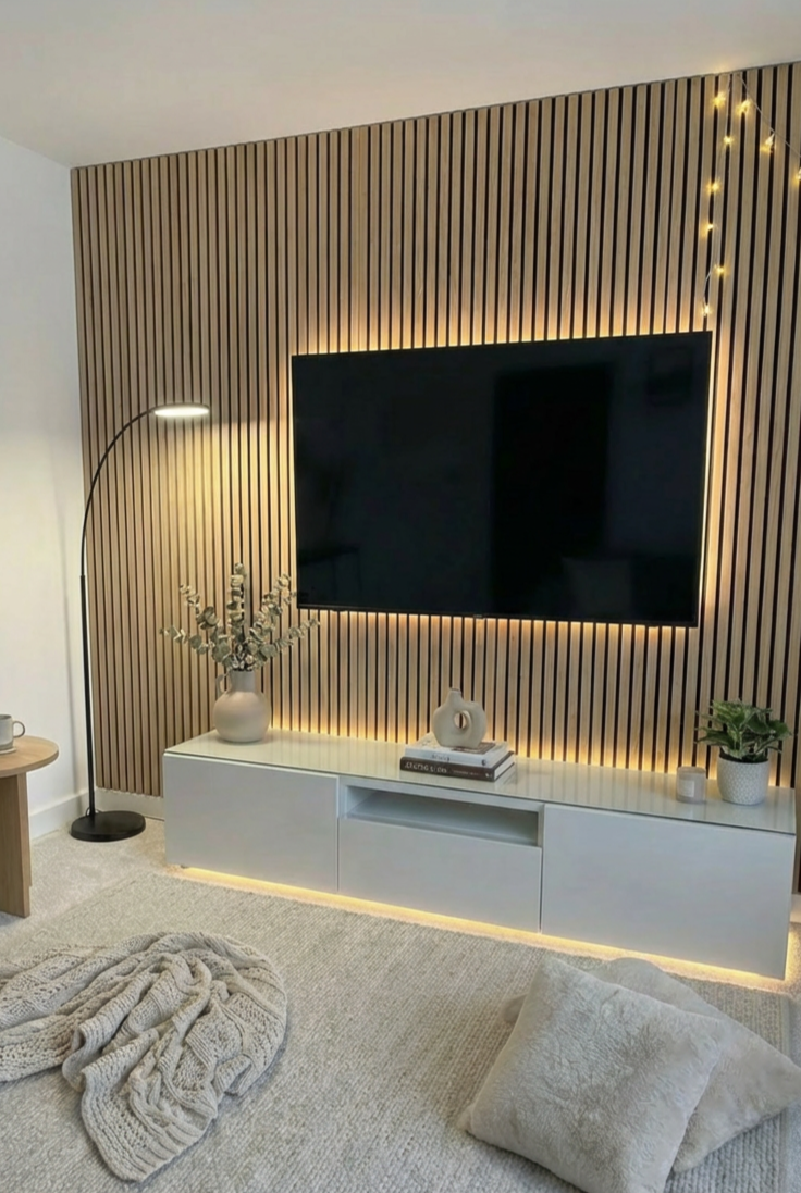 📺 Media Wall: Sleek, modern media & relaxation zone