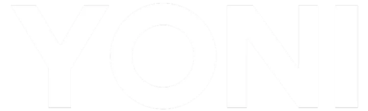 White text on black background spelling 'YONI'.