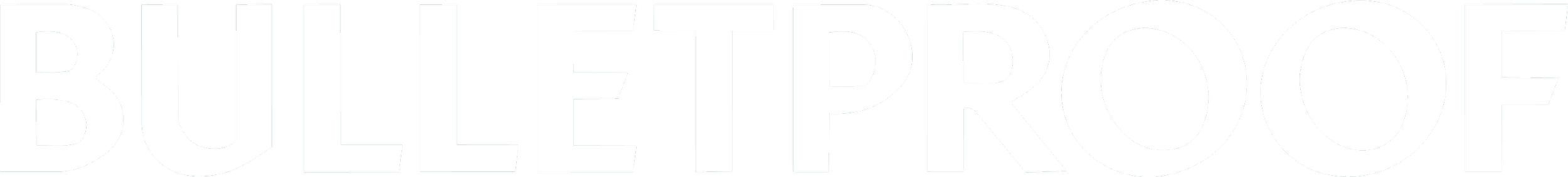 Close-up of the phrase 'BULLETPROOF' in bold black letters on a white background.