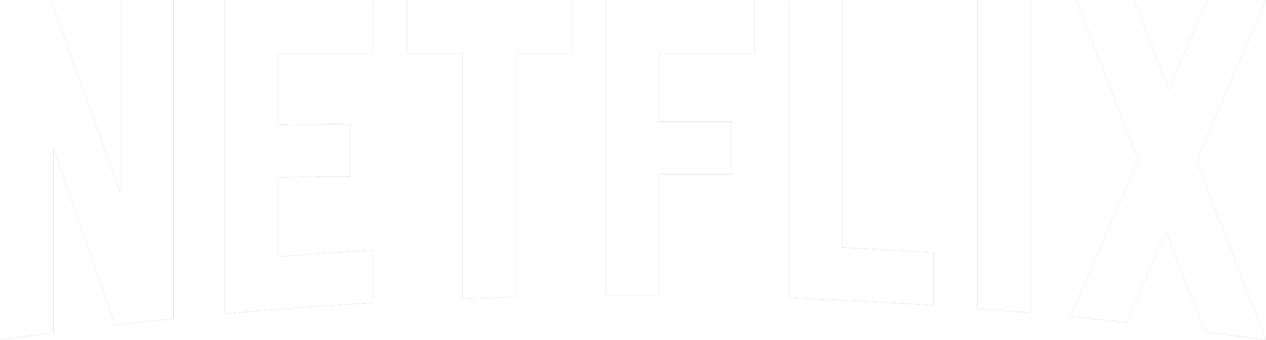 Close-up of the Netflix logo in black and white.