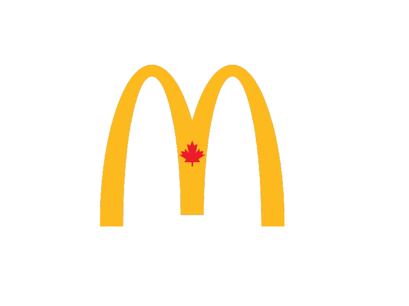 McDonald's logo with a red maple leaf in the center.