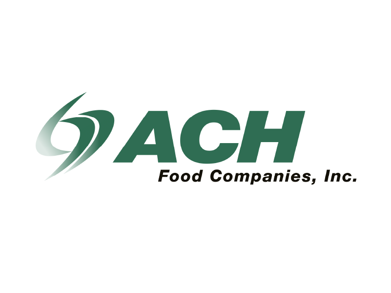 Logo for ACH Food Companies, Inc., featuring green stylized design and bold green and black text