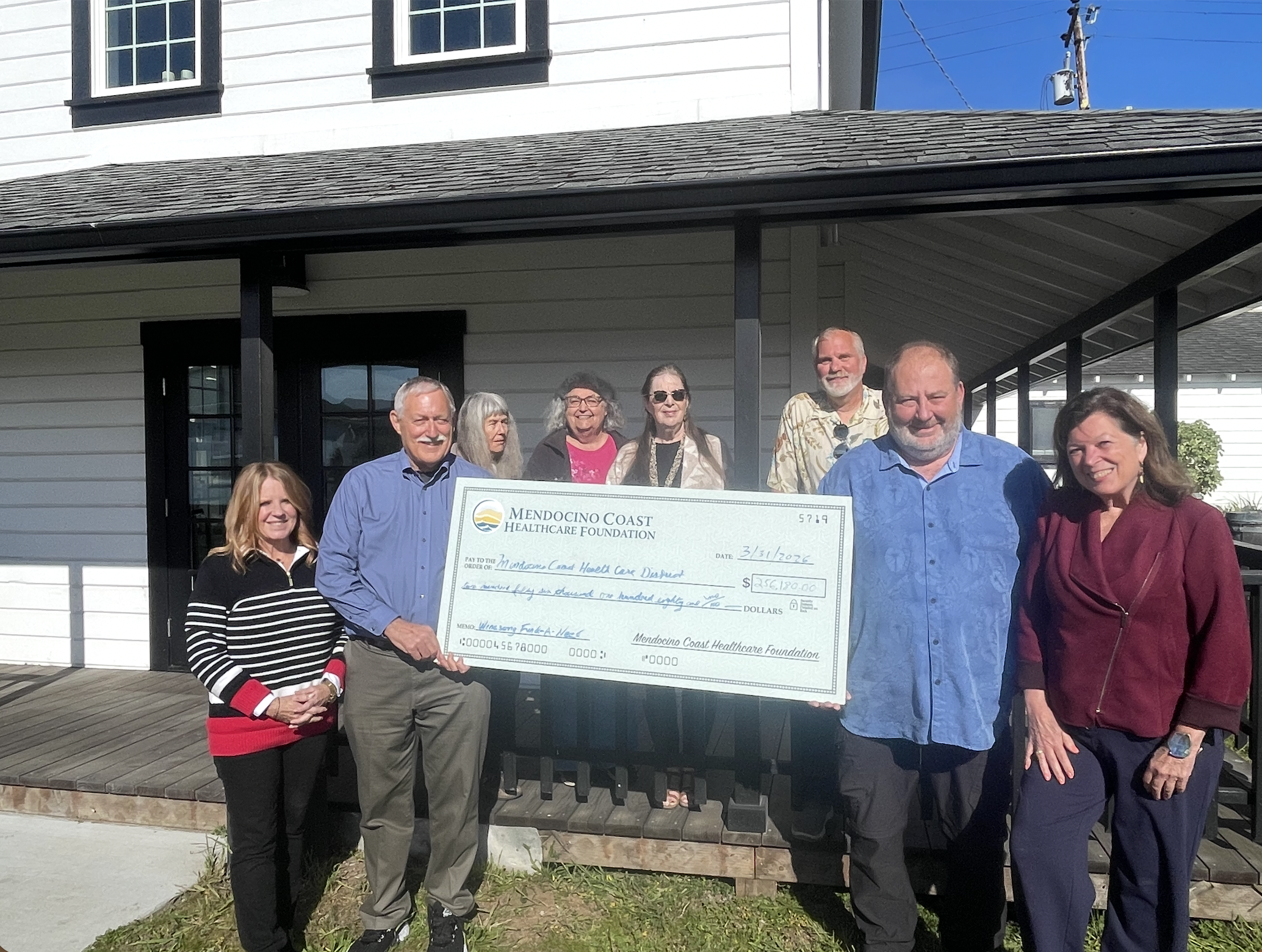 Mendocino Coast Healthcare Foundation Board Mbers with Check for new CT Scanner for Mendocino Coast Hosptial