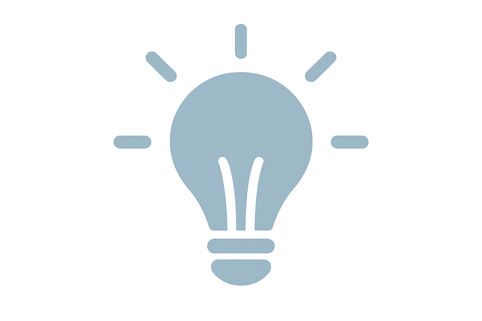 A stylized illustration of a light bulb with lines radiating from it, symbolizing ideas or innovation.