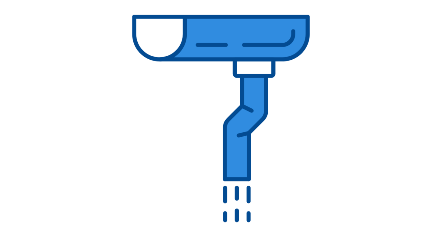 Digital illustration of a blue water faucet with water droplets falling from it.