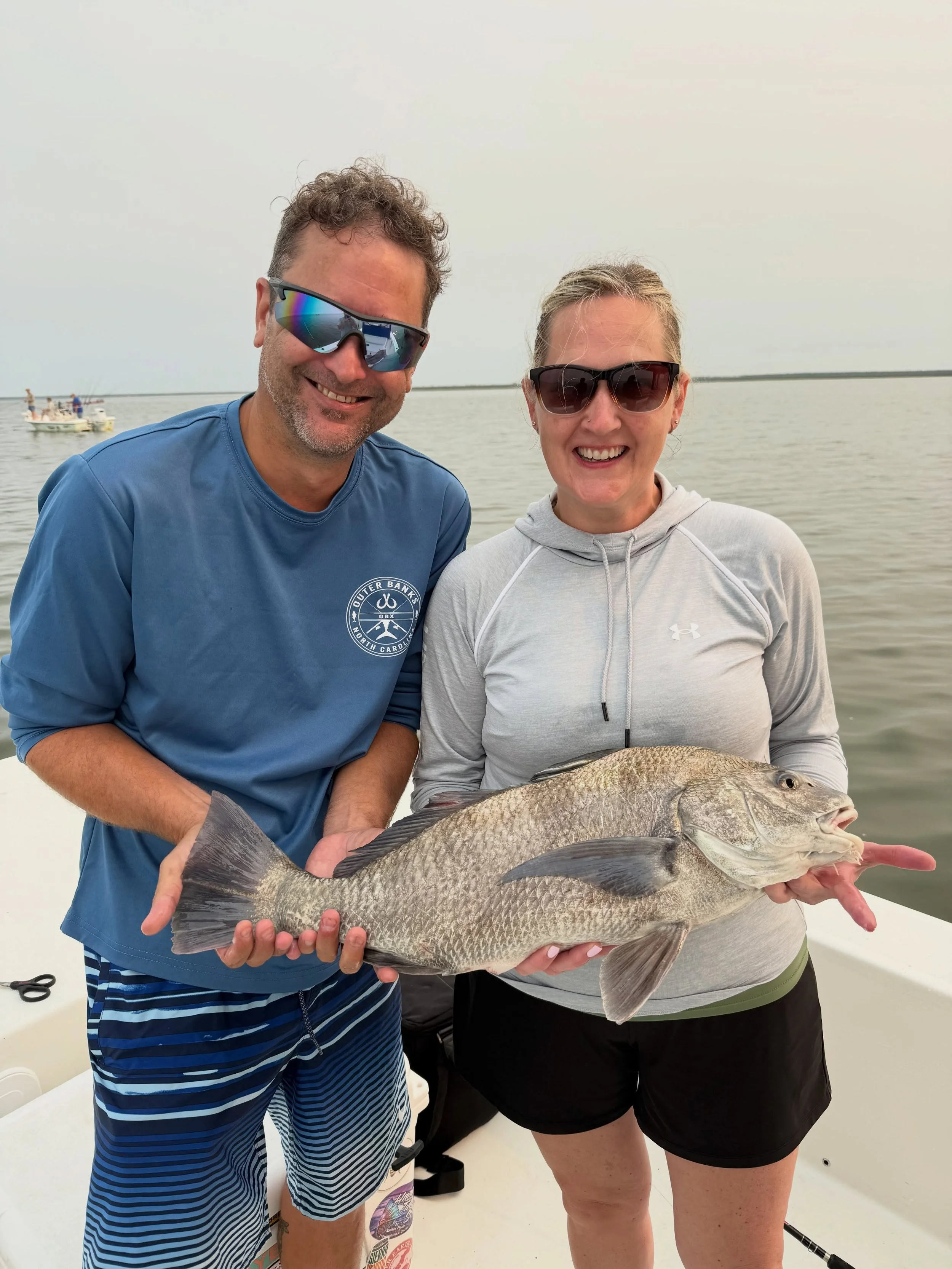 Awesome day with some great people! Husband and wife this morning, father and son this evening. We caught black drum, red drum, sheepshead, gray trout, rays and tons of smaller bottom fish. Give me a call if you would like to get out on the water! 25