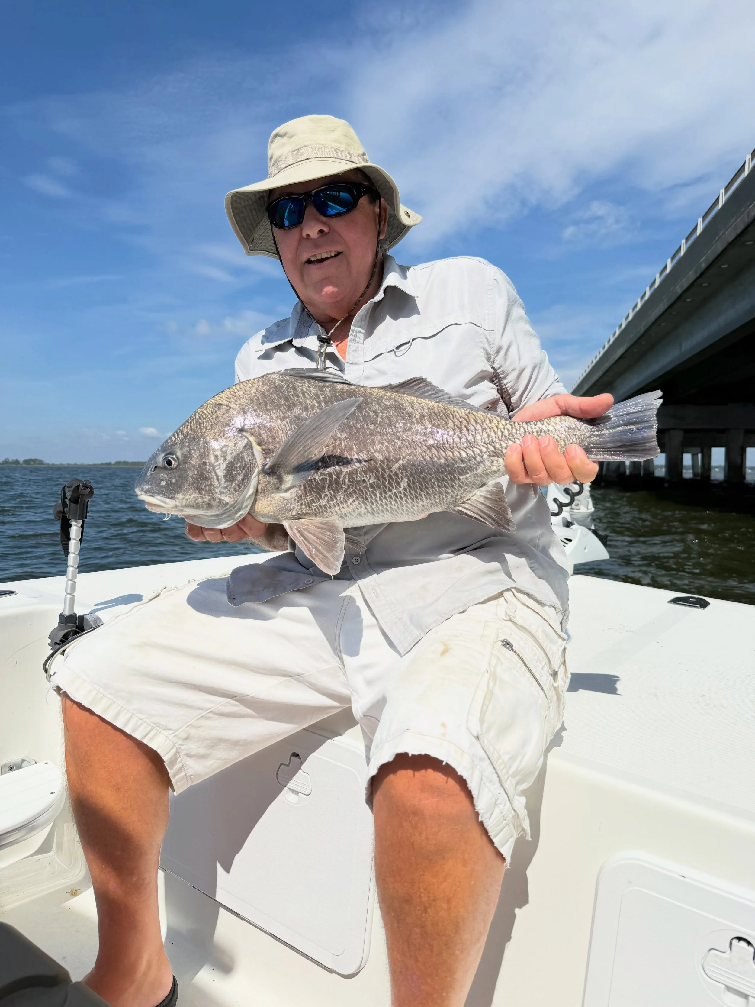 It was a pretty morning on the water for Joeys 60th birthday! We caught black drum and speckled trout. Give me a call if you want to go fishing! 252-339-5301 #outerbanks #northcarolina #blackdrum #speckledtrout #tightnup