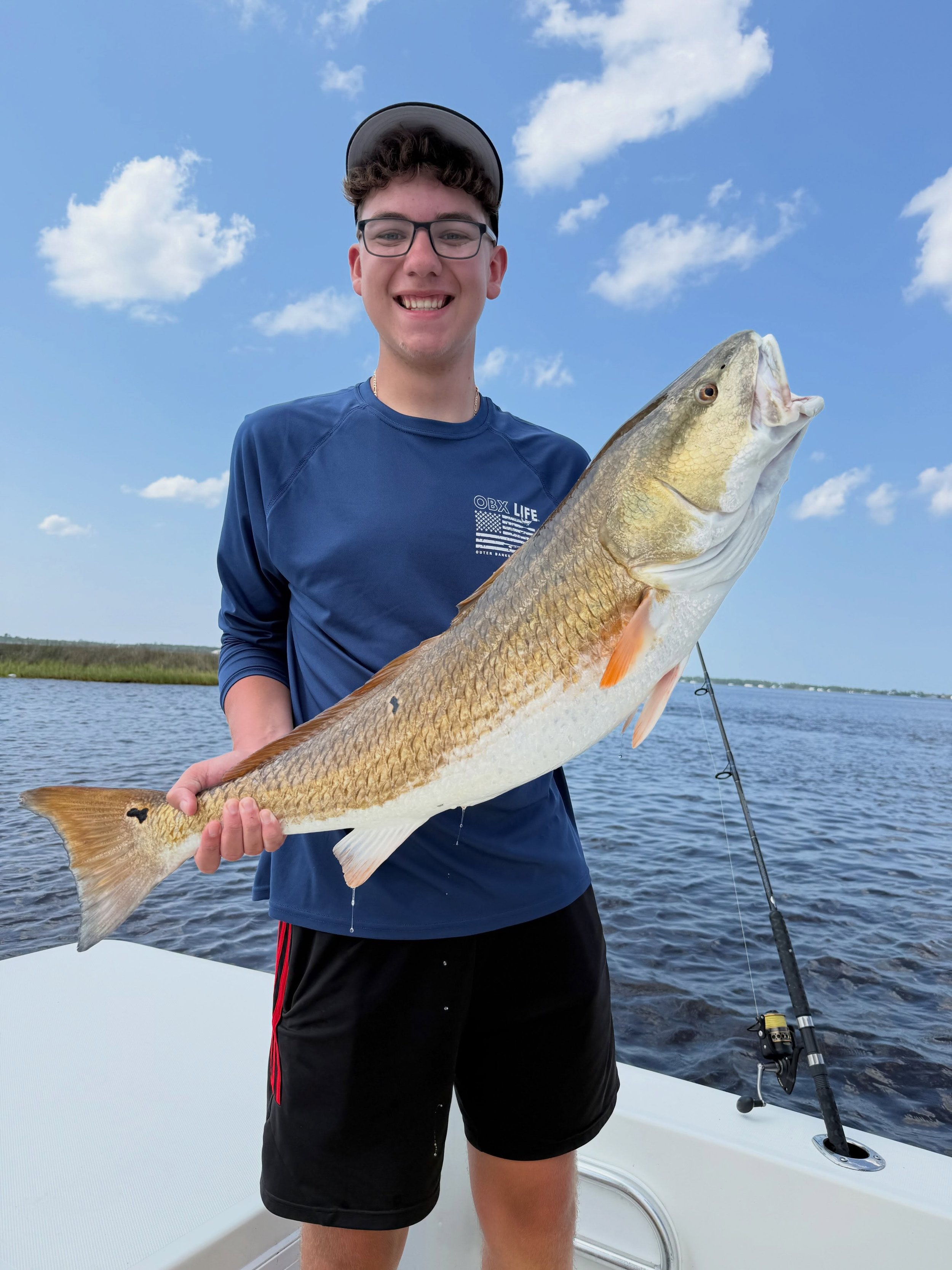 Trip this morning wanted to have a fish fry so we went trolling for Spanish and blues, trip this afternoon wanted to reel in some memories so we went drum fishing! It was a great day on the water give me a call if you would like to go fishing! 252-33