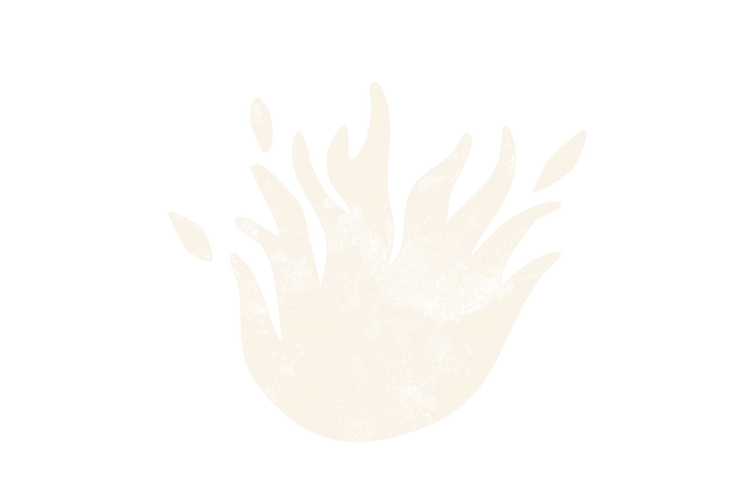 Drawing of a hand with exaggerated, elongated fingers and a stylized appearance, set against a black background.