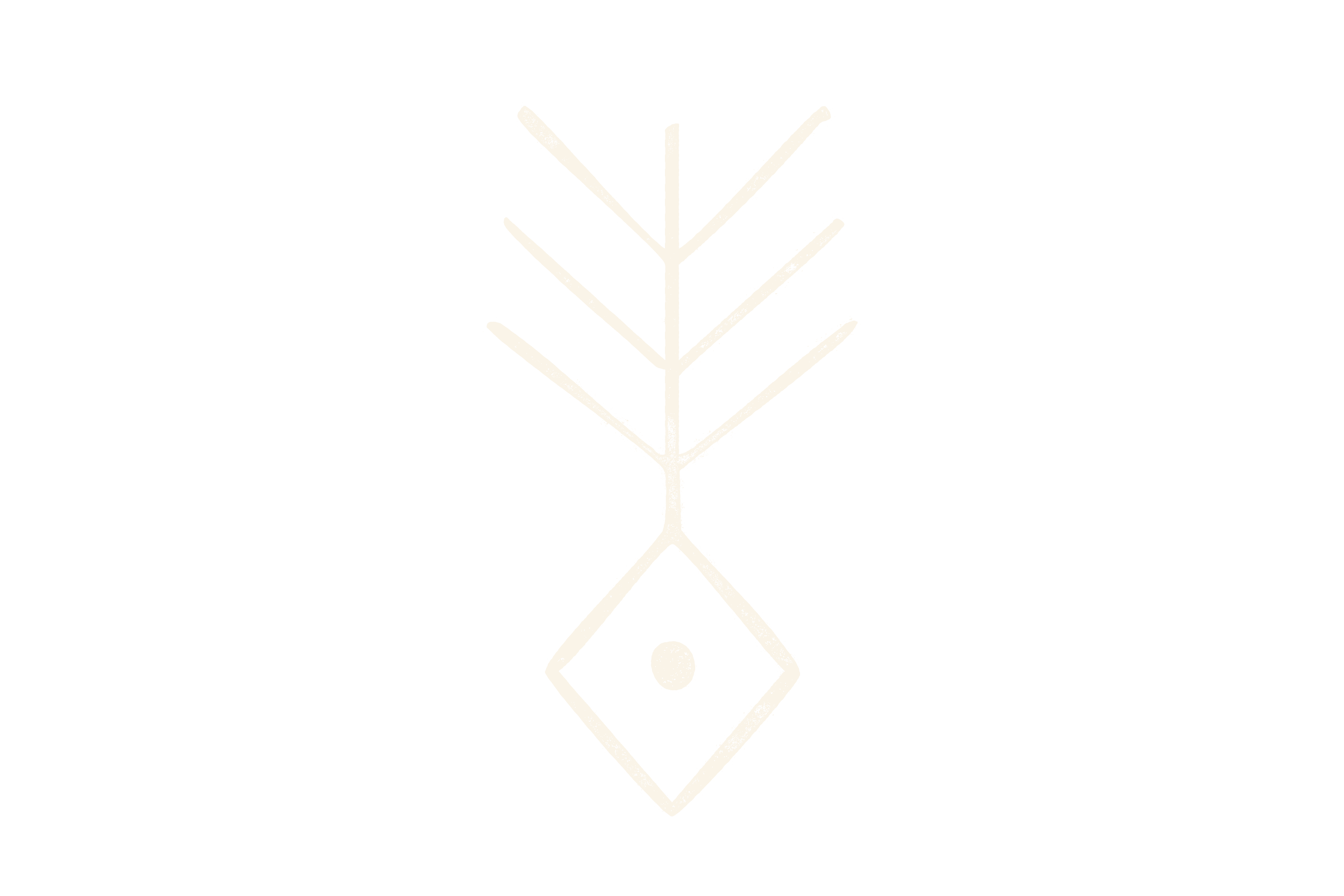 White minimalistic tree-like geometric line drawing on black background