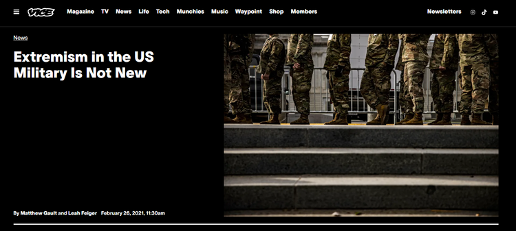 This lack of oversight, and a certain unwillingness to confront extremism, is why Bibby, other veterans, and military experts told VICE News they were unsurprised to see so many veterans present at the January 6 insurrection at the Capitol. “The ques