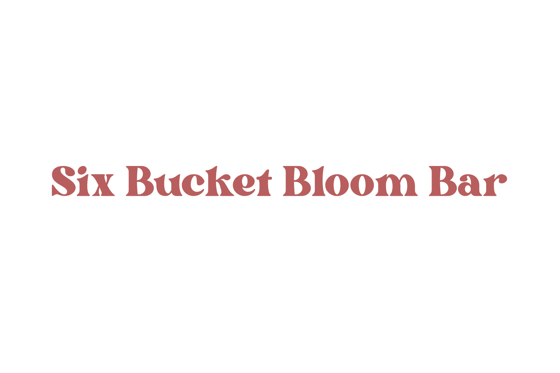 Logo for Six Bucket Bloom Bar with stylized pinkish-brown text.