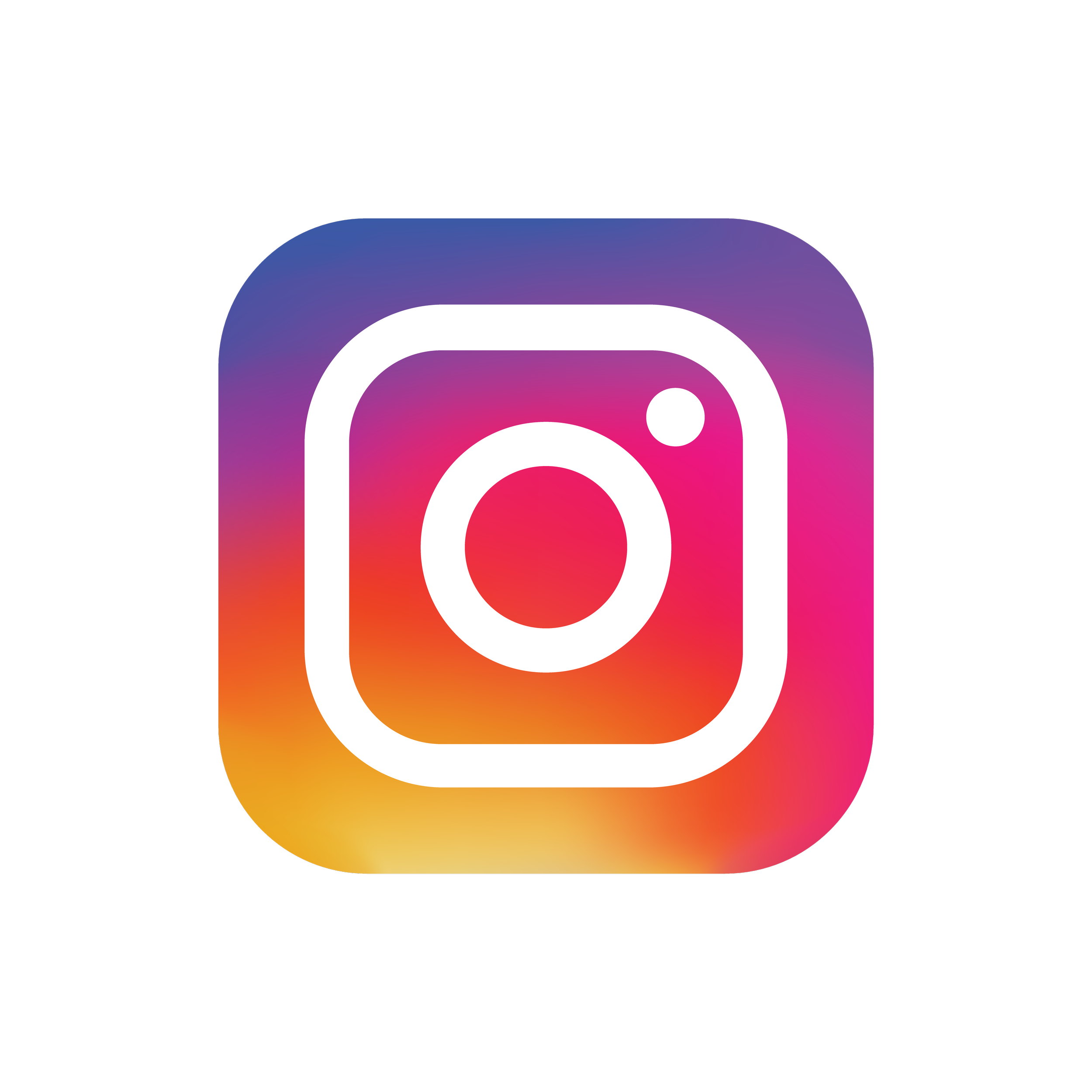 Instagram logo with a gradient of purple, pink, orange, and yellow on a black background.