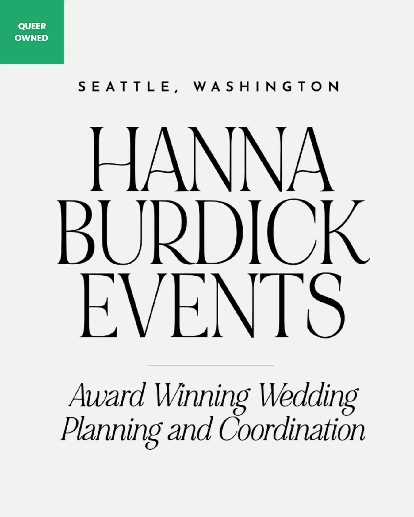 ✨ Business Spotlight ✨

Meet Hanna Burdick Events &mdash; a queer wedding planner creating intentional, inclusive celebrations across Washington (and beyond) 💍✨

Specializing in timeline planning, vendor coordination, and day-of logistics, Hanna ens