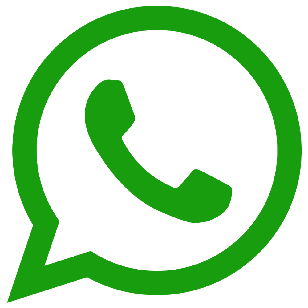 Green and black WhatsApp icon featuring a phone receiver inside a speech bubble.