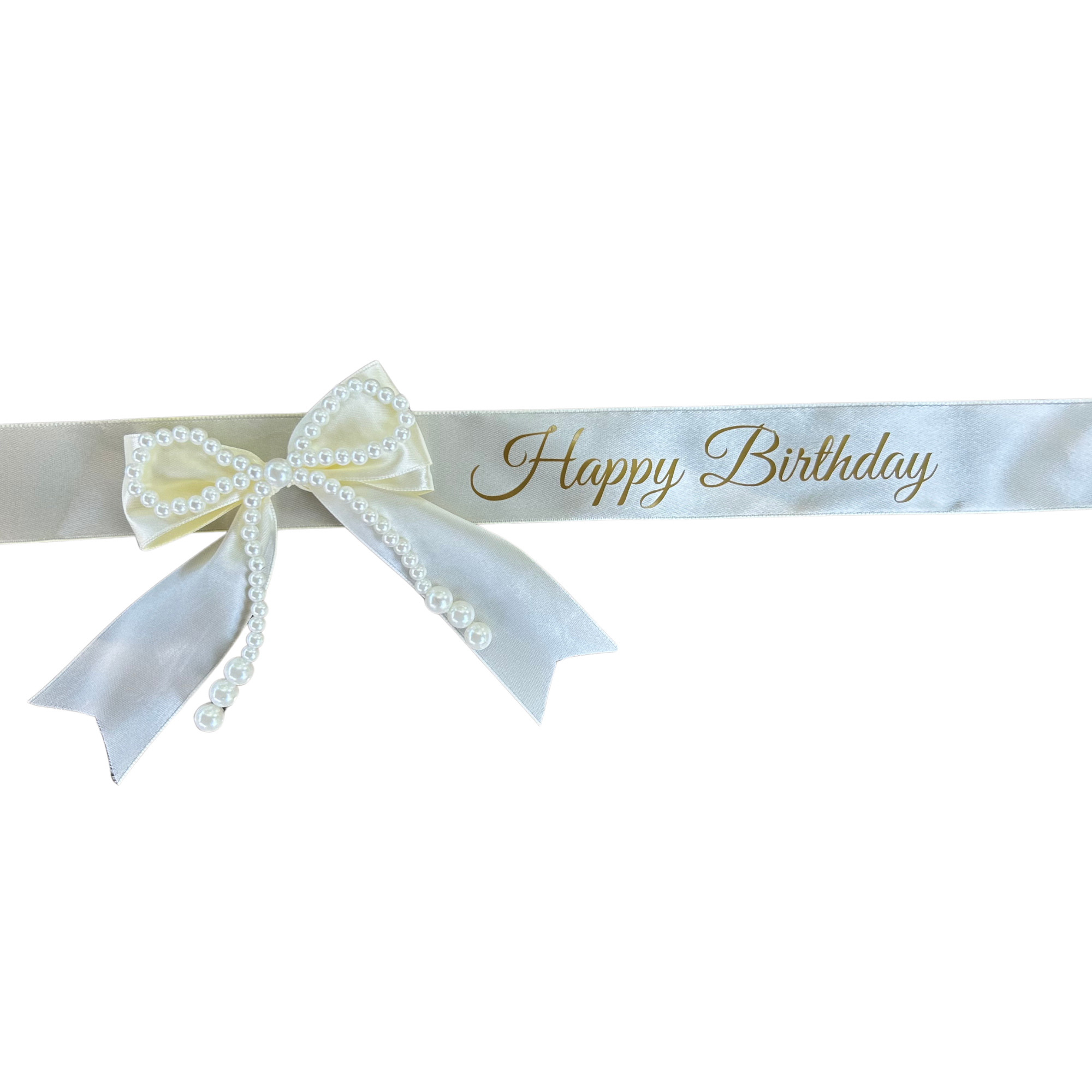 Pearl Bow and Satin ribbon with Customized Message 1