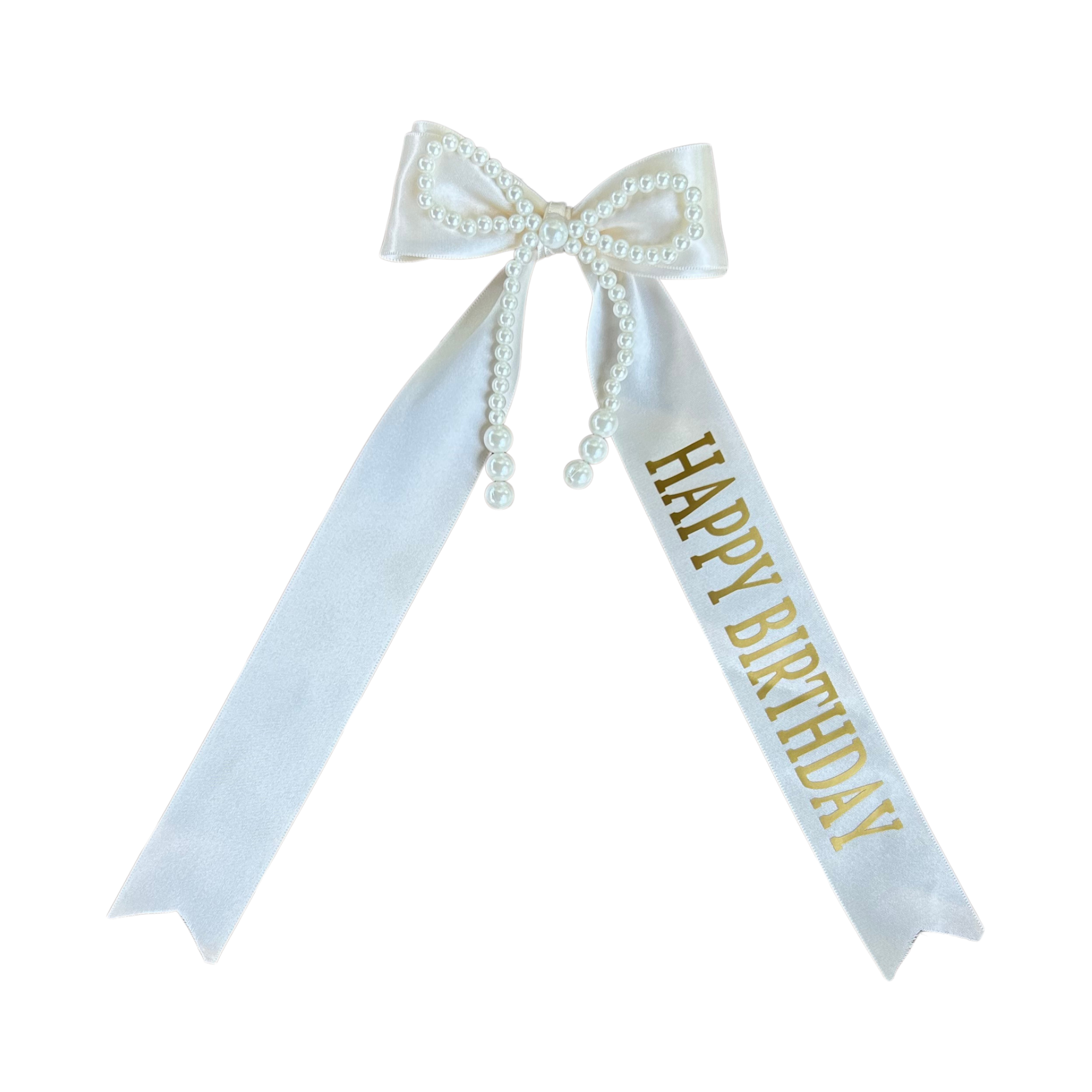 Pearl Bow and Satin ribbon with Customized Message 2